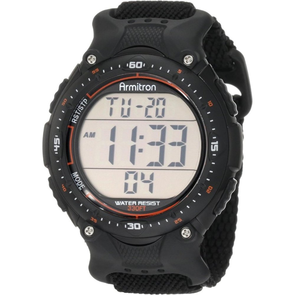Armitron Sport Men's 408159BLK Chronograph Black Strap Digital Display Watch